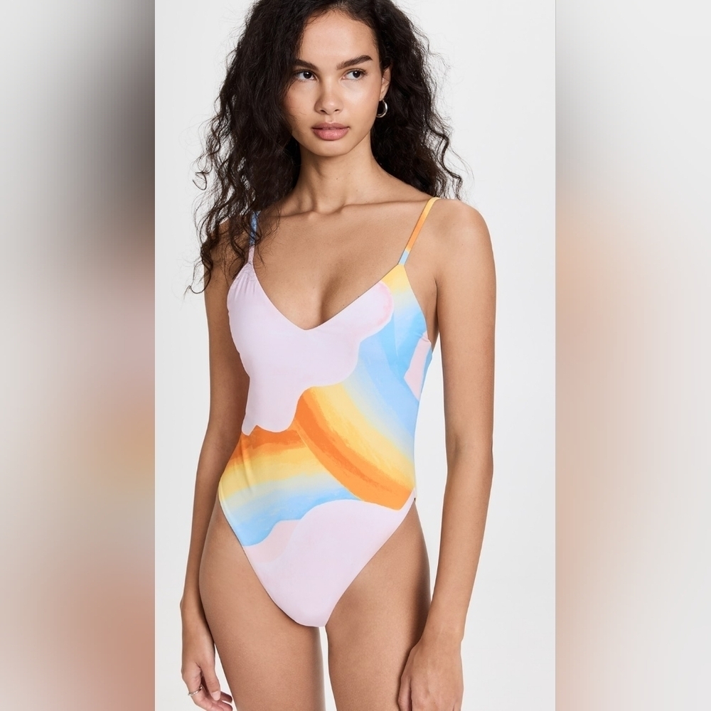 Mara Hoffman NWT Chrishell One Piece Pink Wave Swimsuit Size XL